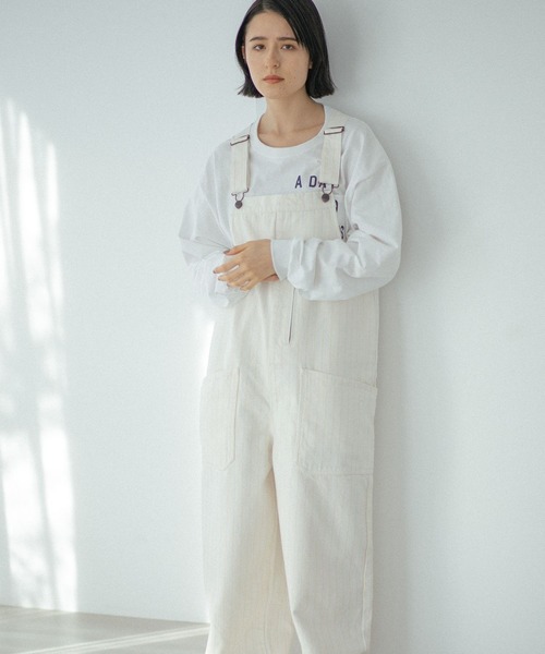 Nike ホワイトオーバーオール niko and…（ニコアンド） オーバーオール MEDIUM ネイビー レディース