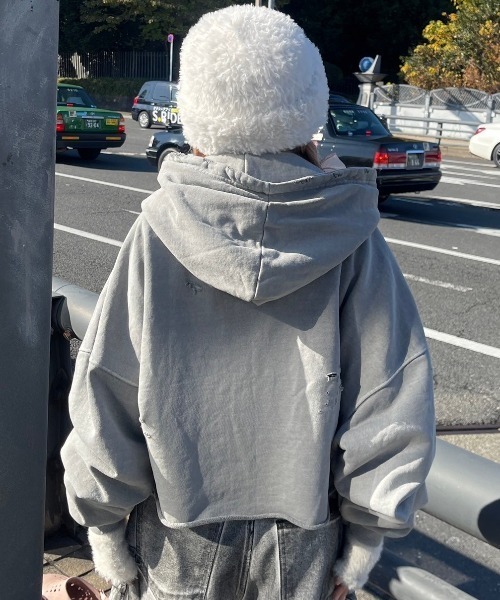 TREASUREフーディー パーカー PULSE ON グレー ジップアップフーディー