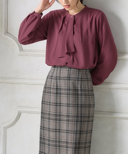 「Honeys」 「glacier」長袖ブラウス L ボルドー レディース_画像9