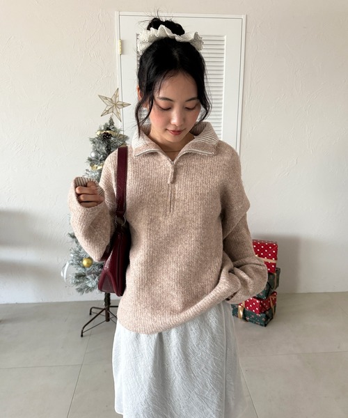 MUHET（ミュエータ） ニット セーター two-tone half-zip knit