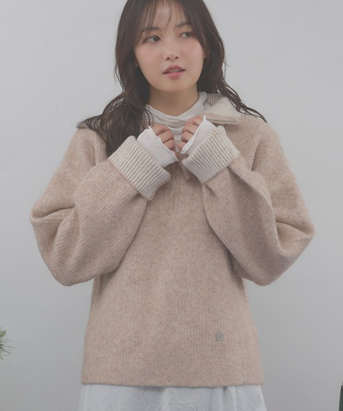 muuet ニット MUHET（ミュエータ） ニット セーター two-tone half-zip knit