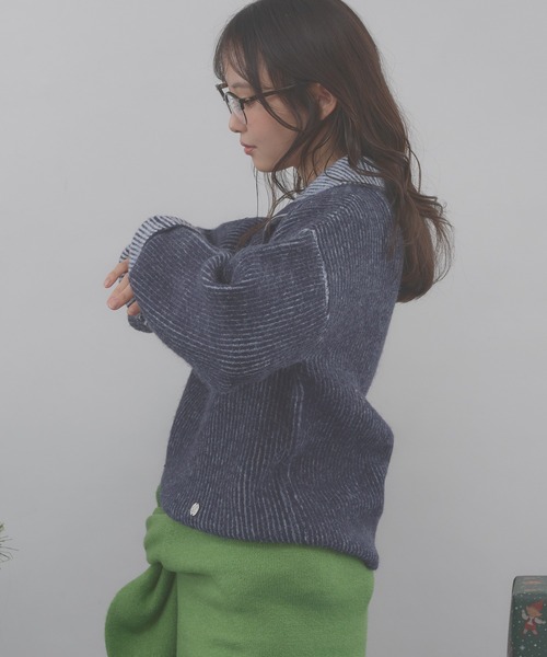 MUHET（ミュエータ） ニット セーター two-tone half-zip knit