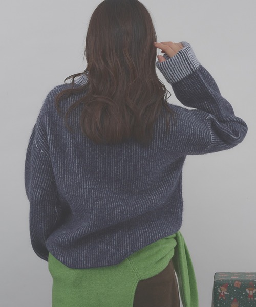 MUHET（ミュエータ） ニット セーター two-tone half-zip knit