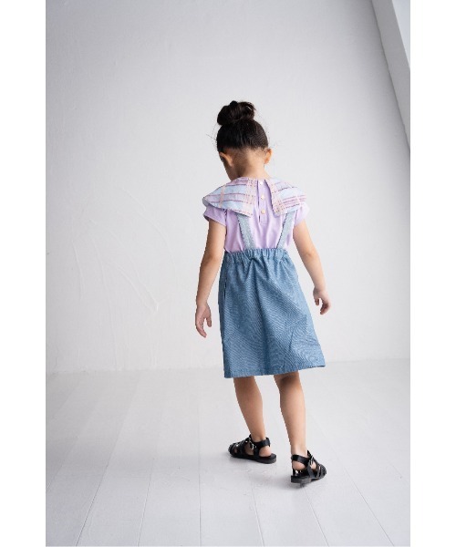 ジャンパースカート ネップデニムマリンジャンパースカート キッズ 子供服 女の子の画像