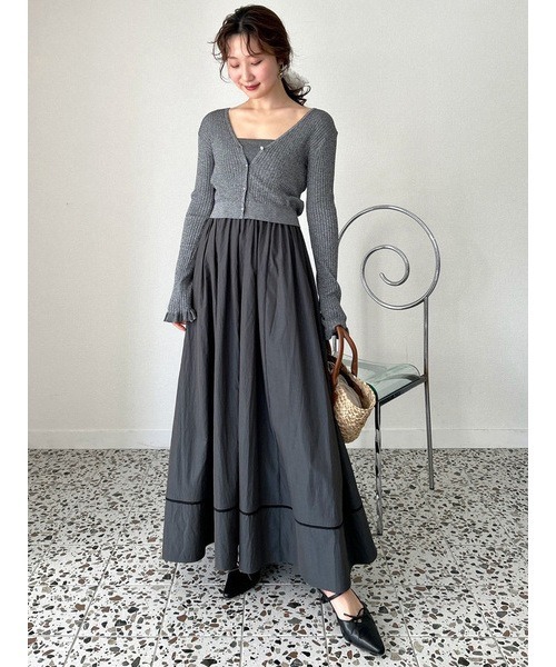 「LILY BROWN」 キャミソールワンピース ONE SIZE グレー レディースの画像
