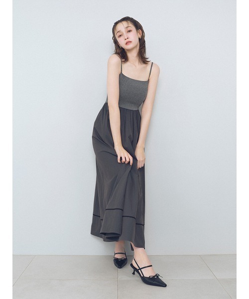 「LILY BROWN」 キャミソールワンピース ONE SIZE グレー レディースの画像