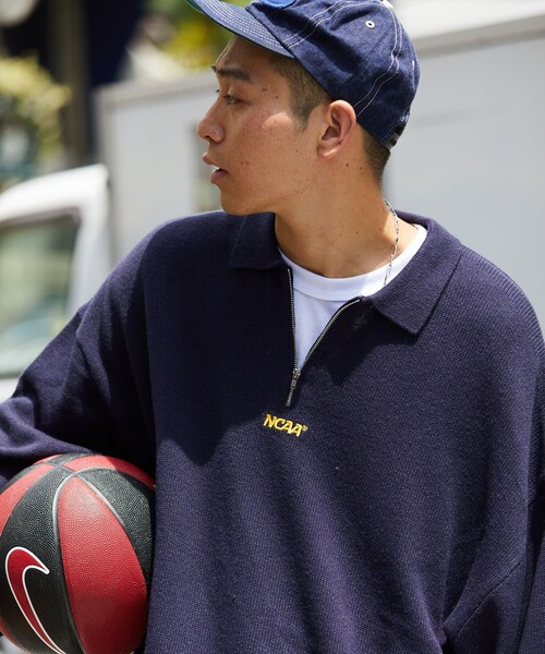 「NCAA」 長袖ニット LARGE グレー メンズ_画像2