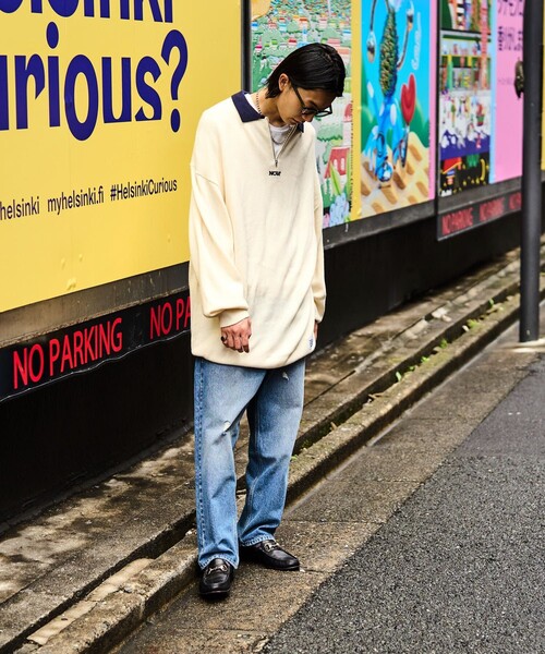 「NCAA」 長袖ニット LARGE グレー メンズ_画像9