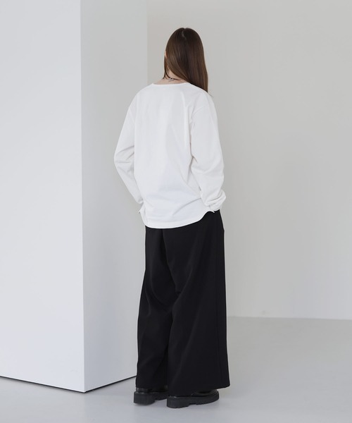 lohen トップス サイドスリットクルーネックカットソー 新品 ブラック SOCCE tシャツ サイドスリットベーシックUネックコットンロング