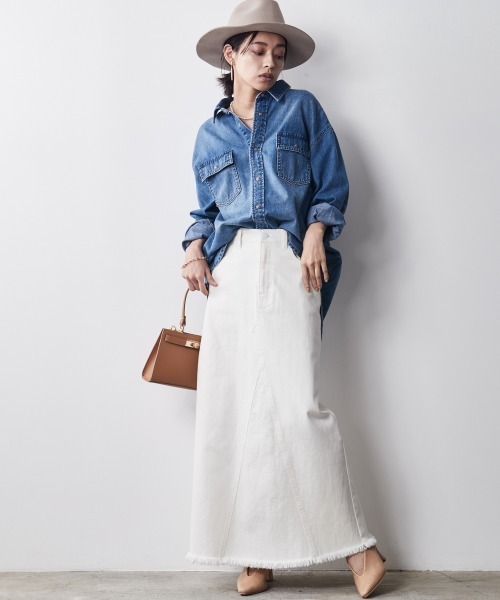 「CHIC STYLE」 長袖シャツ L ブルー レディース_画像3