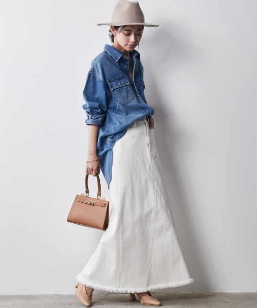 「CHIC STYLE」 長袖シャツ L ブルー レディース_画像5