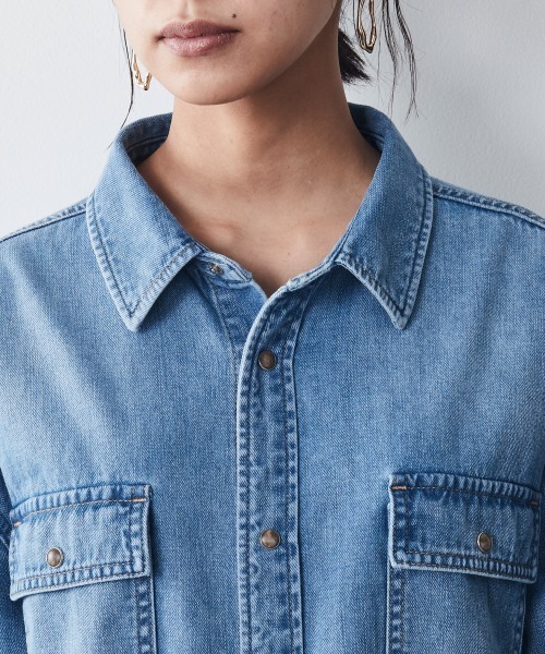 「CHIC STYLE」 長袖シャツ L ブルー レディース_画像8