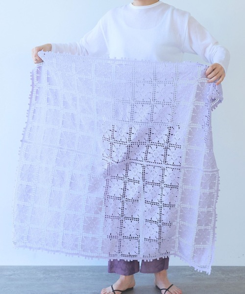 ストール マフラー cotton square lace ショール レディース