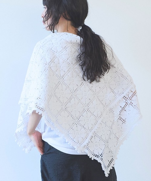 ストール マフラー cotton square lace ショール レディース_1