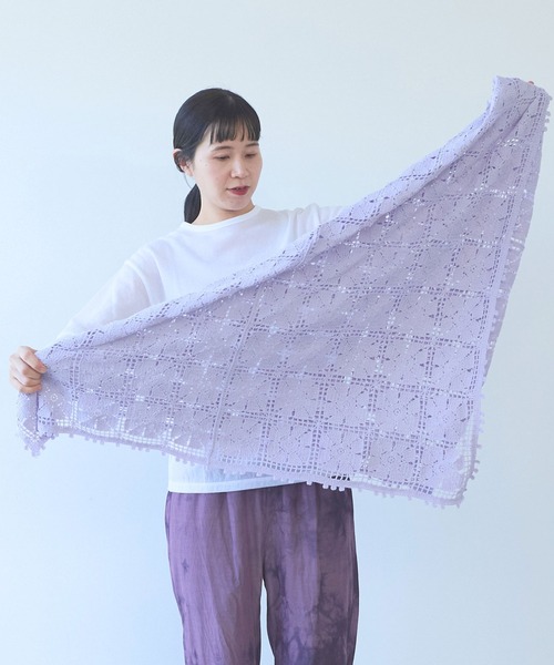 ストール マフラー cotton square lace ショール レディース_9