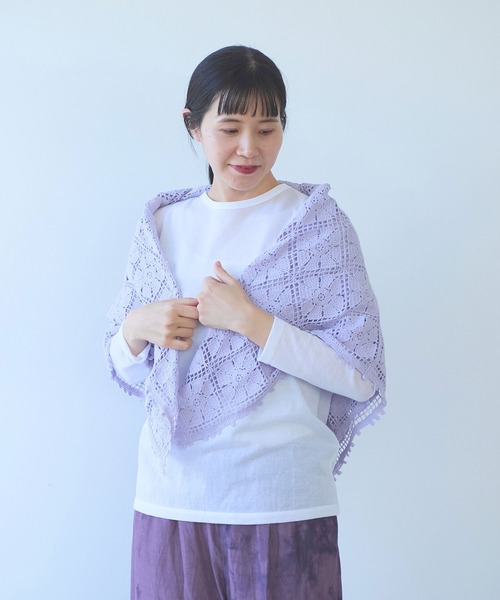 ストール マフラー cotton square lace ショール レディース_10