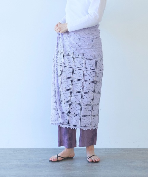 ストール マフラー cotton square lace ショール レディース_8