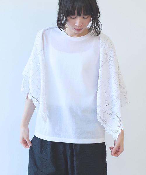 ストール マフラー cotton square lace ショール レディース_14