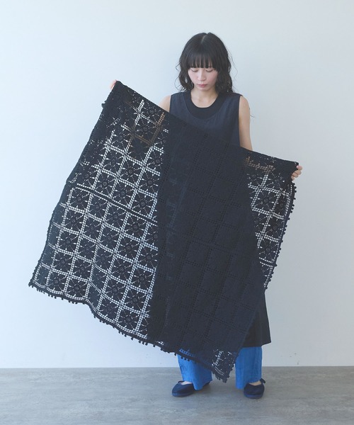 ストール マフラー cotton square lace ショール レディース_15