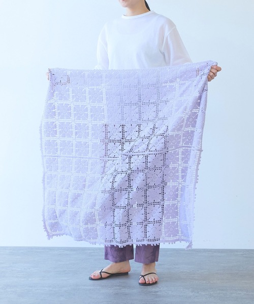 ストール マフラー cotton square lace ショール レディース_5