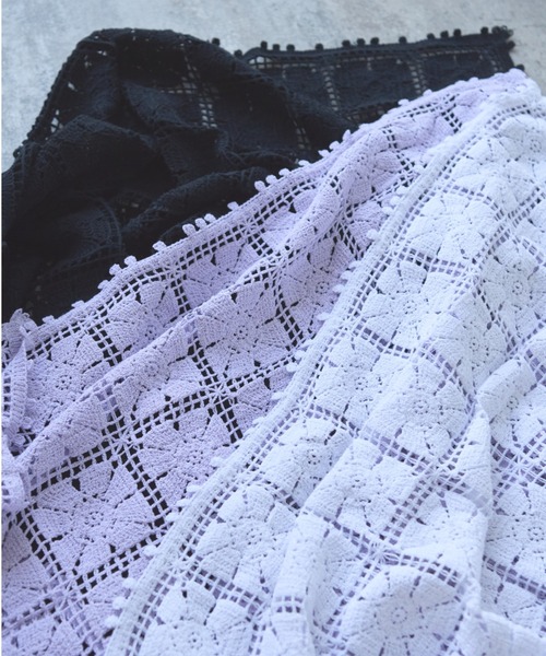 ストール マフラー cotton square lace ショール レディース_4