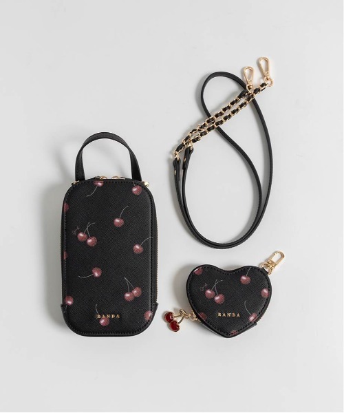 Cherry＆Strawberryハートポーチ付き2WAYマルチショルダーバッグ RANDA（ランダ） 「Cherry＆Strawberry」ハートポーチ付き2WAYマルチ