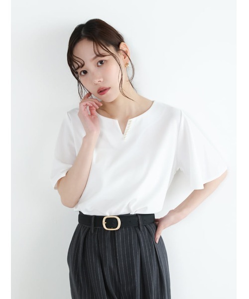 fifth（フィフス） tシャツ 半袖 「Chiaki着用」キーネックパール