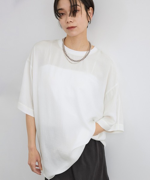 美品SALON adam et ropéブライトツイルTブラウス SALON adam et rope'（サロン アダム エ ロペ） ブラウス シャツ 半袖