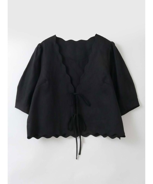 HER. ブラウス シャツ 半袖 リネンスカラップブラウス レディース