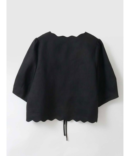 HER. ブラウス シャツ 半袖 リネンスカラップブラウス レディース