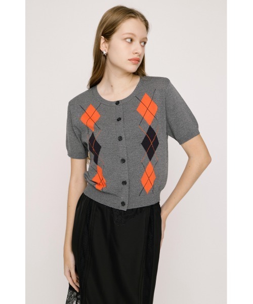 SLY（スライ） ニット セーター ARGYLE FRONT BUTTON KNIT TOPS