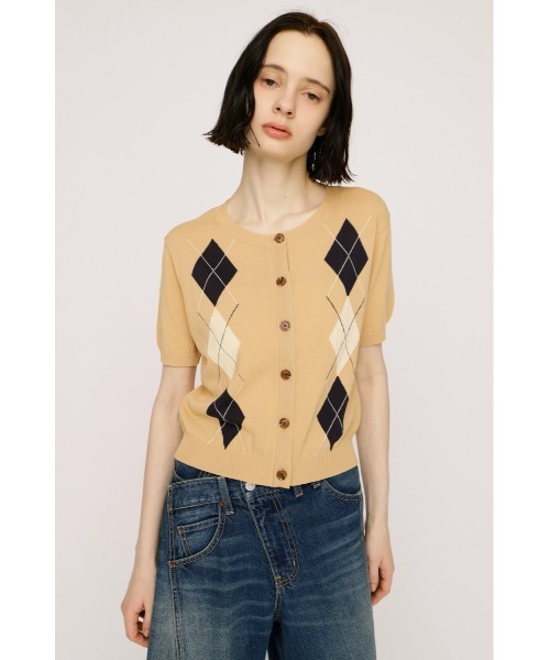 SLY（スライ） ニット セーター ARGYLE FRONT BUTTON KNIT TOPS