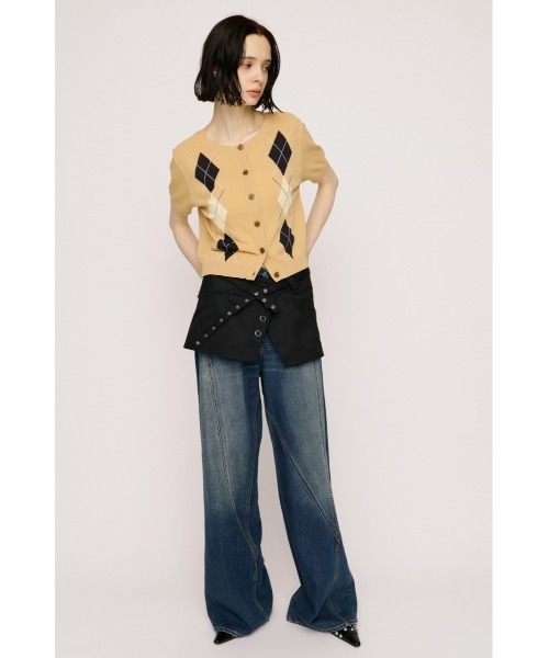 SLY（スライ） サマーニット ニット セーター ARGYLE FRONT BUTTON