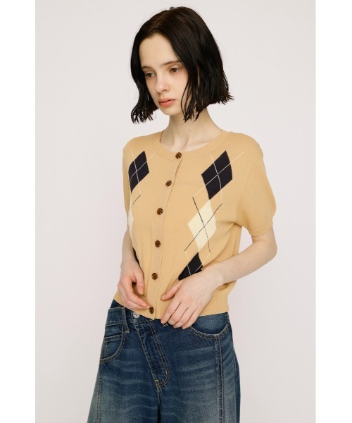 SLY（スライ） サマーニット ニット セーター ARGYLE FRONT BUTTON