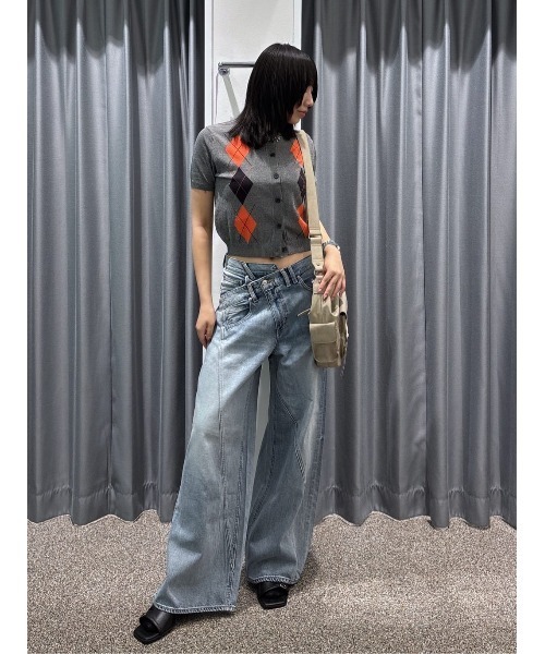 SLY（スライ） サマーニット ニット セーター ARGYLE FRONT BUTTON