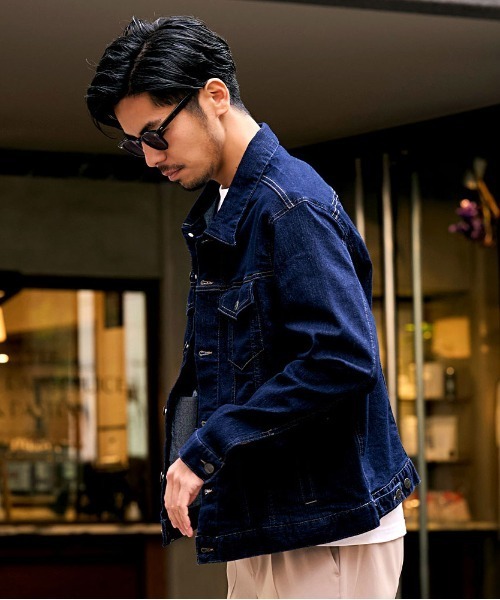 「HANES」 デニムジャケット L ブルー メンズ_画像3