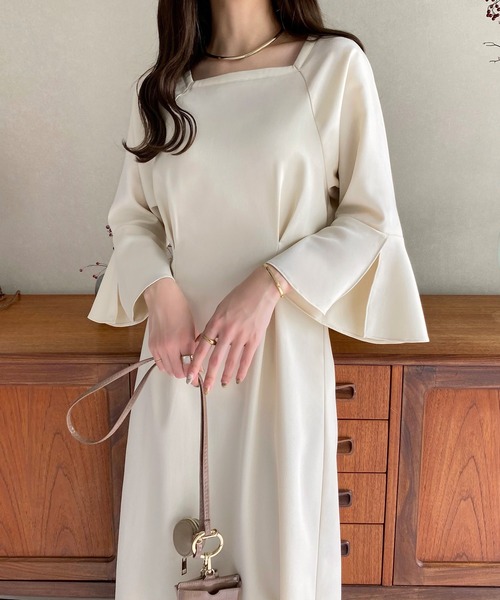 「callautia」 半袖ワンピース MEDIUM アイボリー レディース_画像3