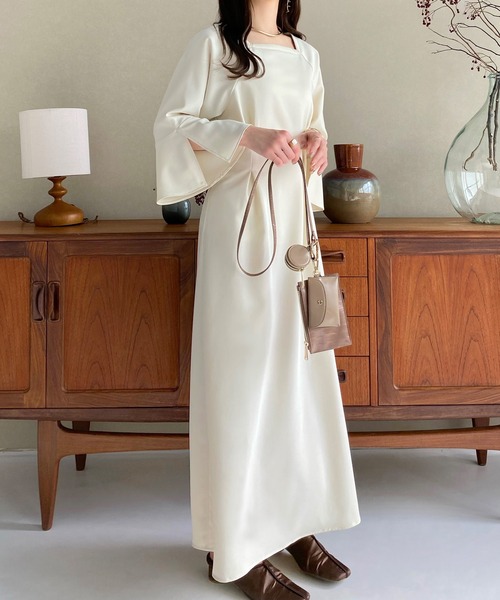 「callautia」 半袖ワンピース MEDIUM アイボリー レディース_画像4