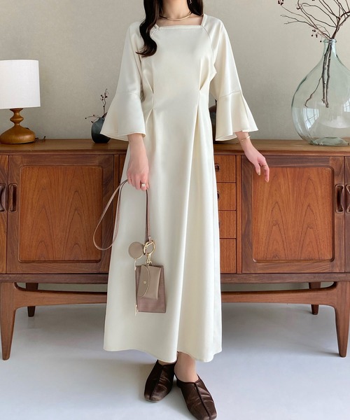 「callautia」 半袖ワンピース MEDIUM アイボリー レディース_画像6