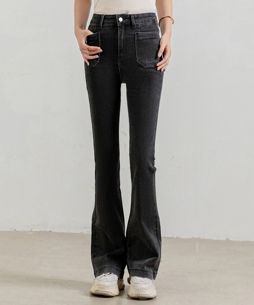 DAY CLOSET ブーツカットデニムパンツ L ダークグレー レディース 