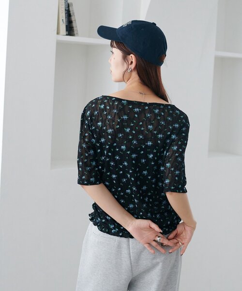 Discoat（ディスコート） tシャツ 半袖 花柄シャーリング半袖プル