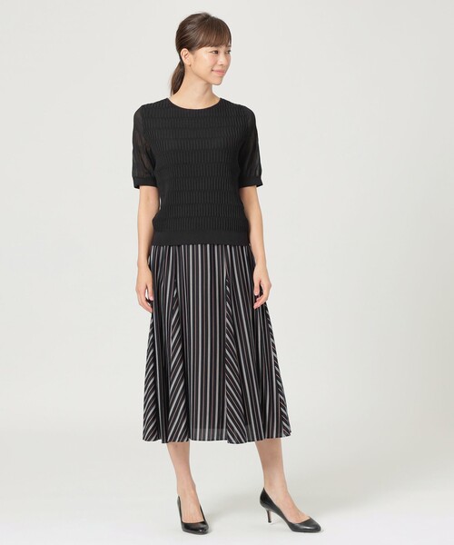 「TRANS WORK」 ロングスカート 40 ネイビー レディース_画像2