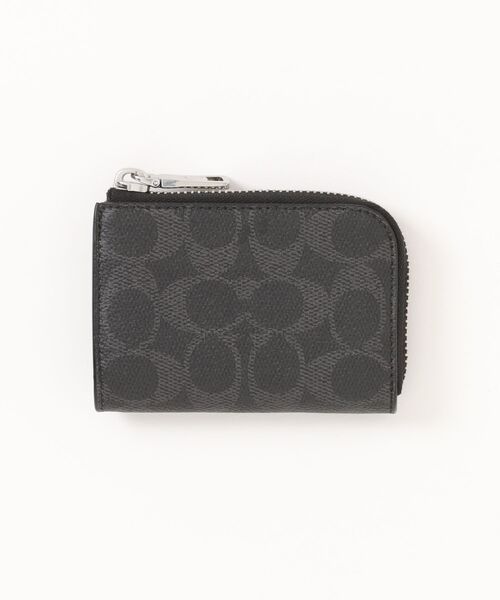 コーチ　ブラックレザーキーケース エンボス加工 COACH（コーチ） キーケース Lジップ キー ケース・シグネチャー