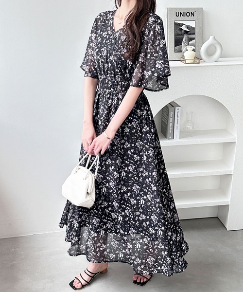 新品✨ファンネル　カシュクールワンピース　バイカラー　ベルト付き　フレア バイカラーニットフレアワンピース | レディースファッション