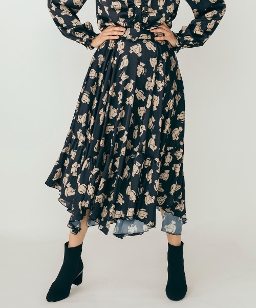 DOUBLE STANDARD CLOTHING 総柄ロングスカート561 DOUBLE STANDARD CLOTHING ロングスカート クマ柄 38（スカート