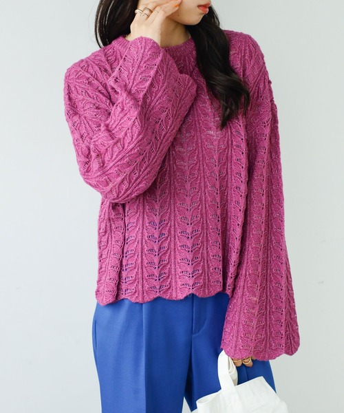 GeeRA（ジーラ） ニット セーター クロシェ風モヘアタッチニット