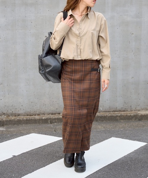 ＊新品＊サイドベルト付き*チェック柄スカート　大きいサイズ　レディース TRIANGLE PALETTE スカート サイドベルトチェック柄Iラインスカート