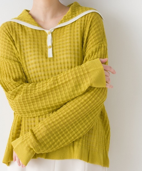 OMNES（ファッション） ニット セーター 12Gビックカラーシアー