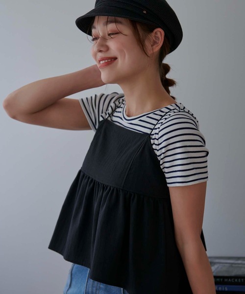 Edit Sheen（エディットシーン） tシャツ バックオープンボーダーリブ
