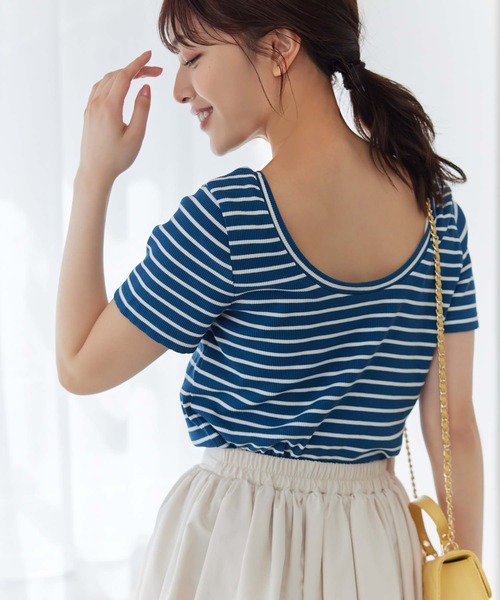 Edit Sheen（エディットシーン） tシャツ バックオープンボーダーリブ